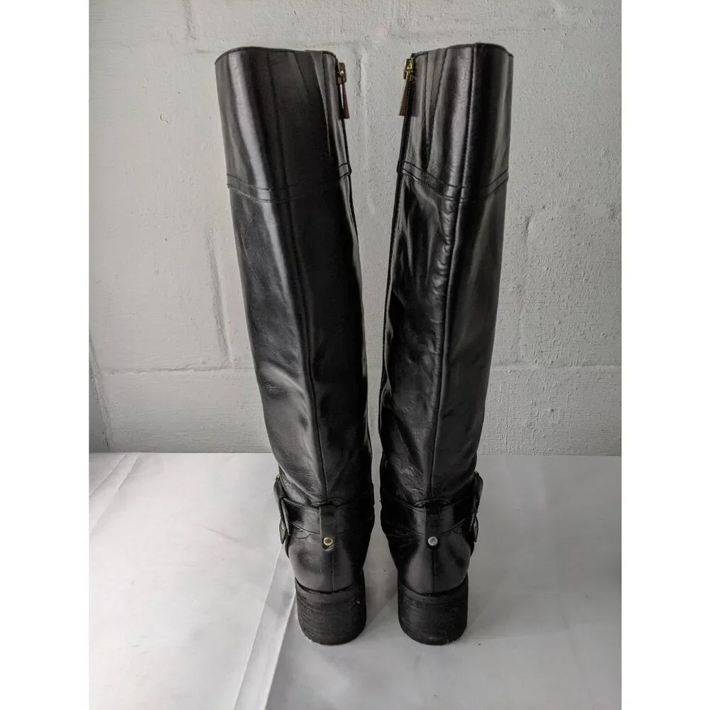 Vince‎ Camuto Finella Knee High Riding Boots Women's Size 7 M Black Leather